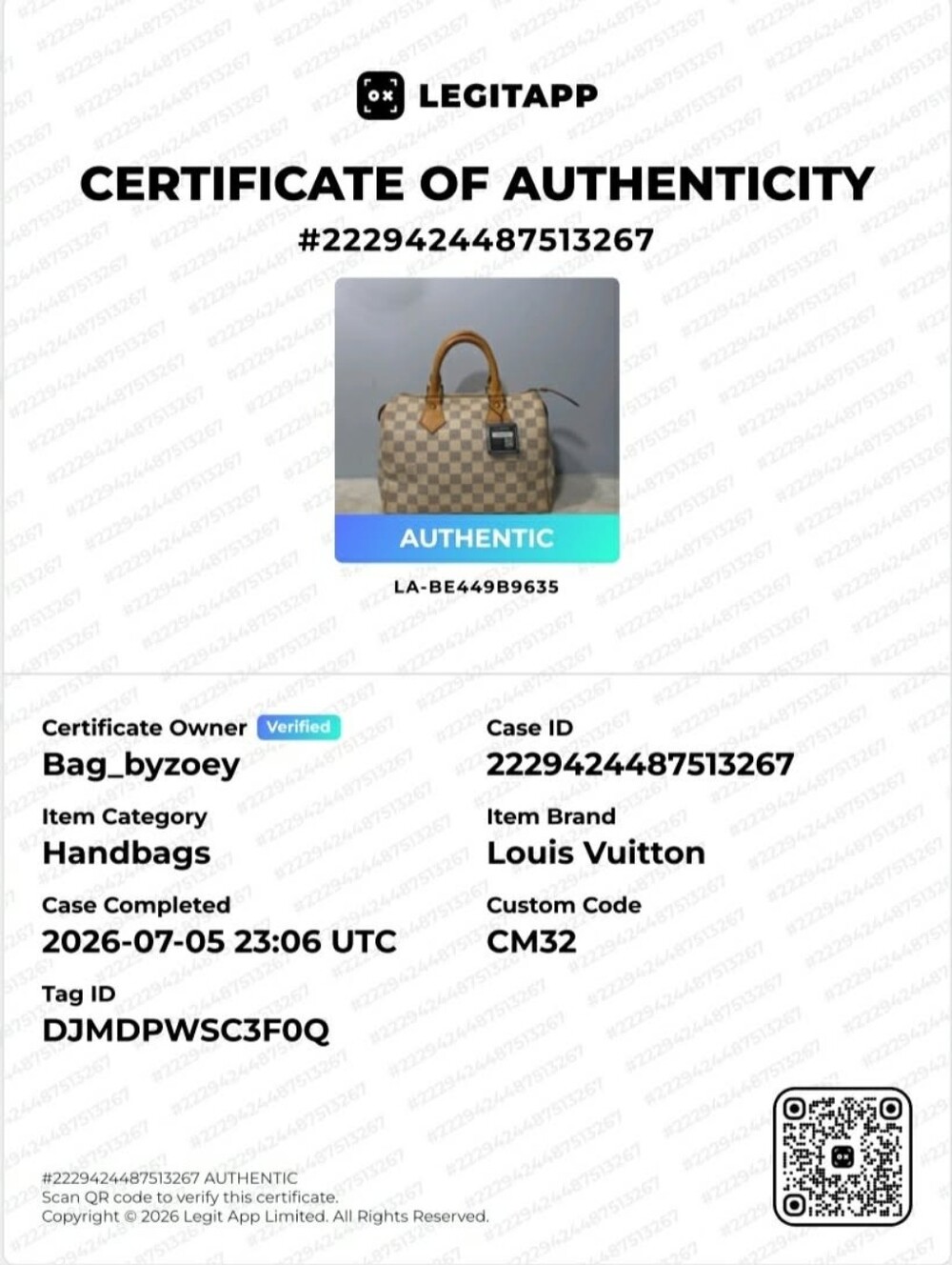 CM32 💗 Louis Vuitton Damier Azur Speedy 25 Handbag - Picture 2 of 15